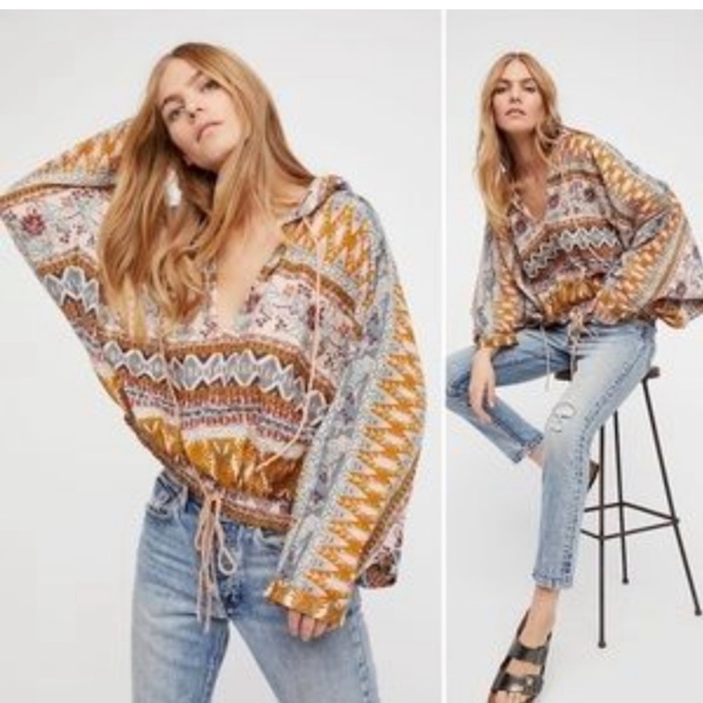 Vintage Free People Hold on tight cotton hoodie top